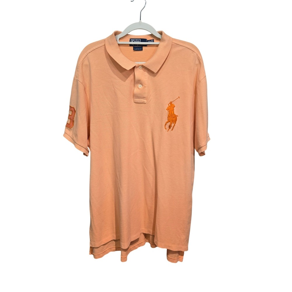 Polo Ralph Lauren Polo Shirt Mens XXL Orange Big Pony Custom Fit Short Sleeve